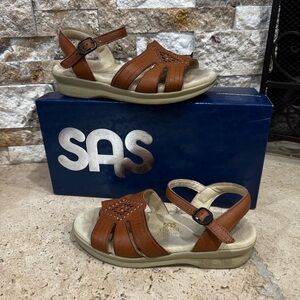 Sas Tripad Comfort Huarache Antique Tan Sandals Womens Size 5M Ankle Strap Wedge
